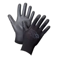 PU fekete kesztyű tenyéren mártott 9-es méret, 1 pár