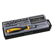 Racsnis csavarhúzó készlet bitekkel és adapterekkel, CrV acélból, 36 részes