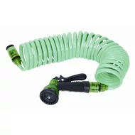 Spirál tömlőkészlet 15 m, locsolópisztoly, gyorscsatlakozó, adapter