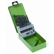 Fém csigafuró klt. 19 db. 1-10 mm. fém dobozban