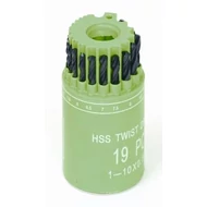 HSS Csigafúró klt. fémhez, 19 db, 1-10mm