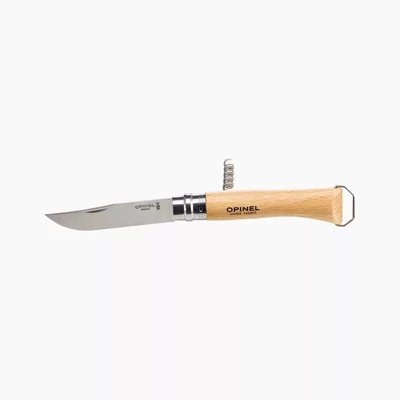 Opinel No.10 Dugóhúzós Zsebkés Üvegnyitóval Bükkfa Bliszteres