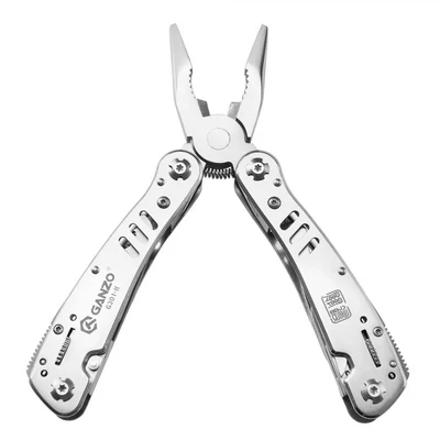 Ganzo G301-H Multi-Tool 440C rozsdamentes acél pengékkel és ezüstszínű markolattal, 26 funkcióval, bitkészlettel, tokban