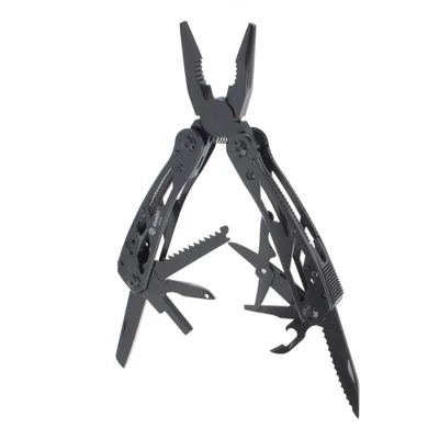 Ganzo G202-B fekete Multi-Tool 440C pengékkel, rozsdamentes acél markolattal, 25 funkcióval, bitkészlettel, övtokban.