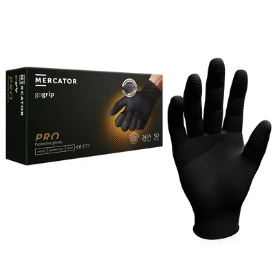 Mercator gogrip EXTRA vastag nitril gumikesztyű fekete L-es