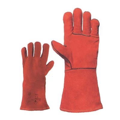 Bélelt, piros, hegesztőkesztyű, szikraálló