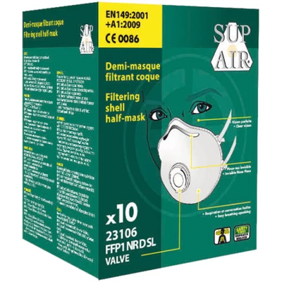 SupAir FFP1SL NR D szelepes csésze formájú szűrőfélálarc 10db/doboz