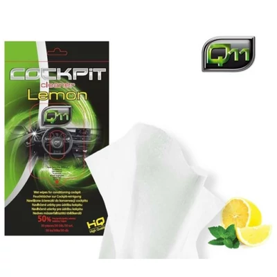 Q11 Műszerfalápoló & tisztító kendő, Citrom, fényes hatás