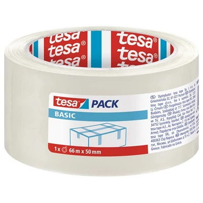 Tesa Basic Csomagolószalag, átlátszó cimkézett 66m*50mm 