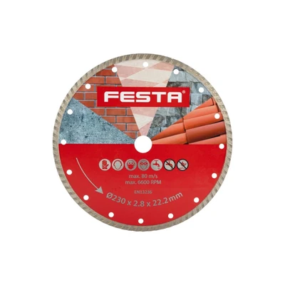 FESTA professzionális gyémánt turbó vágókorong 230x2,6x22,2mm