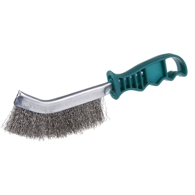 Hullámos rozsdamentes WESTBERG acélszálas kézi drótkefe, 250 mm, műanyag nyéllel