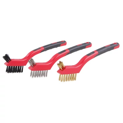 FESTA kézikefe készlet, 3 db, 180 mm, műanyag nyél (acél, nylon, sárgaréz)