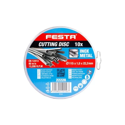 FESTA vágókorong fémhez115x1x22,2mm fémdoboz 10 db