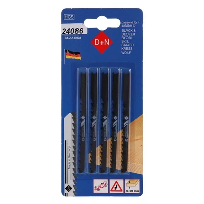 D+N dekopírfűrészlap-készlet U-szárú  (B&D-rendszerű) HCS 75/1,3 mm, 5 db, 12440