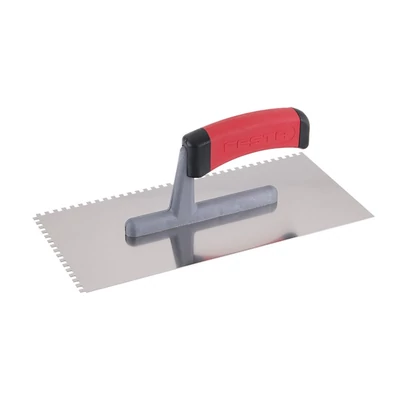 FESTA rozsdamentes fogazott simító gumírozott nyéllel, 280×130 mm, E4-es fogazat