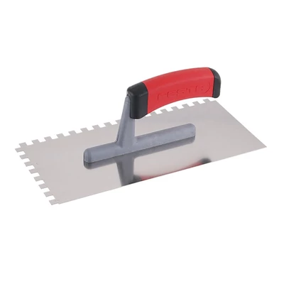 FESTA rozsdamentes fogazott simító gumírozott nyéllel, 280×130 mm, E8-as fogazat