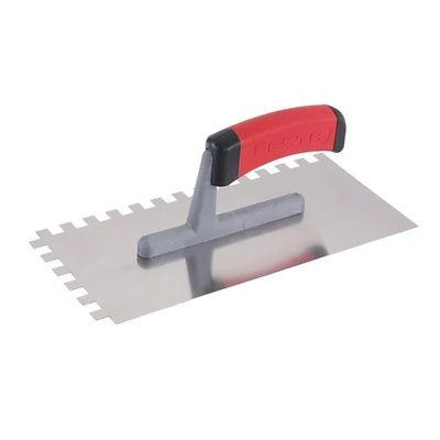 FESTA rozsdamentes fogazott simító gumírozott nyéllel, 280×130 mm, E10-es fogazat