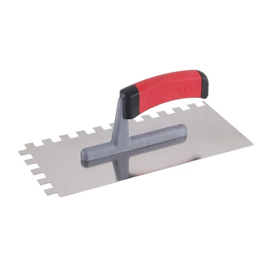 FESTA rozsdamentes fogazott simító gumírozott nyéllel, 280×130 mm, E12-es fogazat