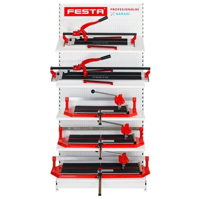 FESTA vágógépek bemutatóállványa (felszerelve)