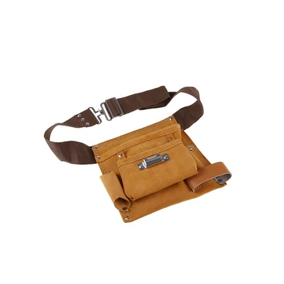 Bőrből készült szerszámtartó öv, 6 zsebbel