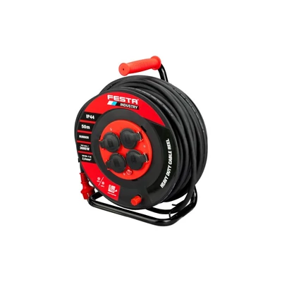 Ipari kültéri kábeldob FESTA INDUSTRY 3x2.5mm 50m 230V 4 aljzat gumi-neoprén IP44
