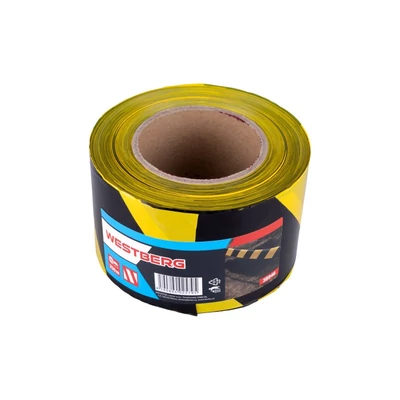Figyelmeztető szalag WESTBERG 80 mm x 250 m fekete-sárga