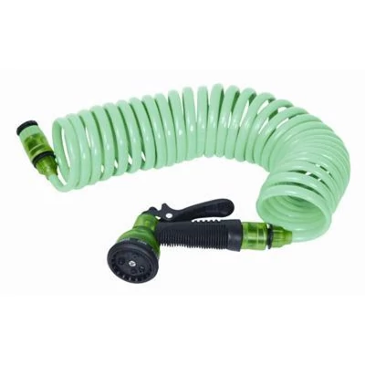 Spirál tömlőkészlet 15 m, locsolópisztoly, gyorscsatlakozó, adapter