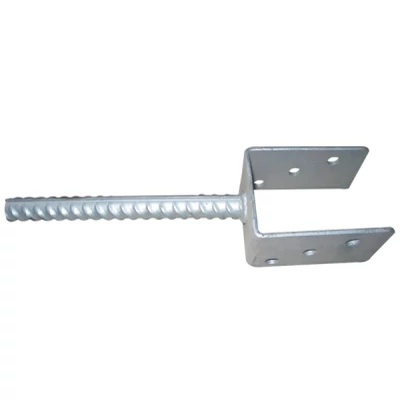 U-oszloptartó talp 121x60x100mm, vastagság: 4 mm, tüske: 18x200 mm, ZN