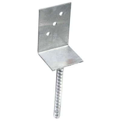 L-oszloptartó talp 80x90x130mm, vastagság: 4 mm, tüske: 18x200 mm, ZN