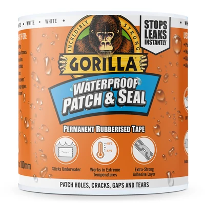 Gorilla TAPE Waterproof PATCH & SEAL fehér vízálló foltozó/tömítő ragasztószalag 3m x 100mm