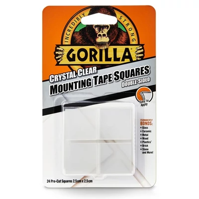 Gorilla Heavy Duty Mounting Tape Squares kétoldalas ragasztószalag kristálytiszta 2,5cm-es négyzetek