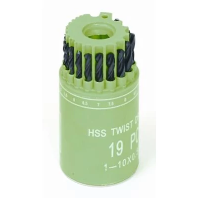 HSS Csigafúró klt. fémhez, 19 db, 1-10mm