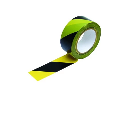 Öntapadós figyelmeztető szalag 48mmx33m fekete és sárga