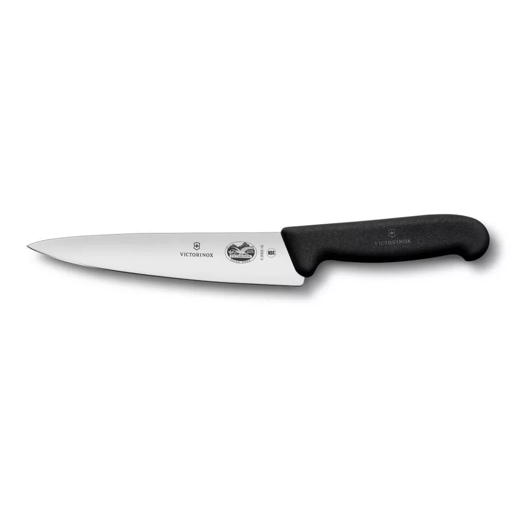 Victorinox Fibrox, Szakácskés, 19cm,  egyens él, black