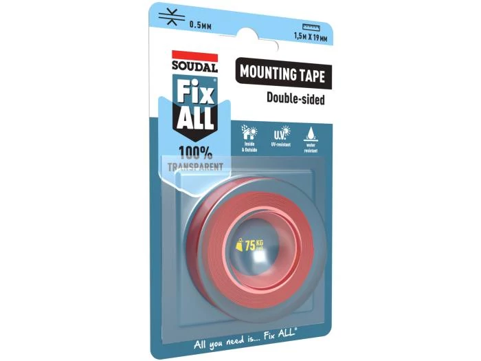 Soudal Fix All átlátszó, kétoldalú ragasztószallag 19mm