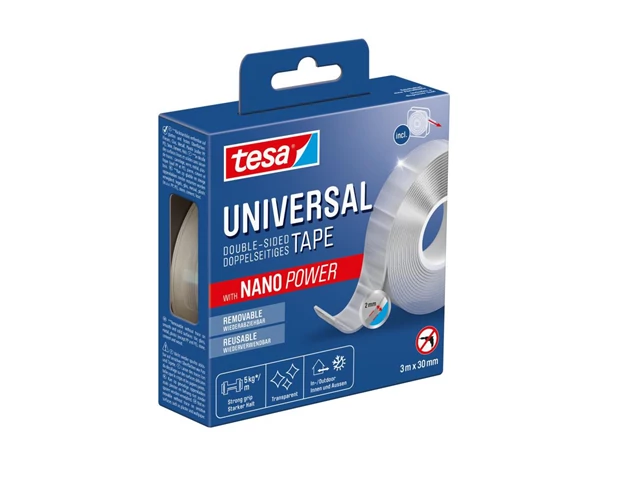 Tesa Univerzális kétoldalt tapadó szalag - NANO POWER 3m*30mm átlátszó