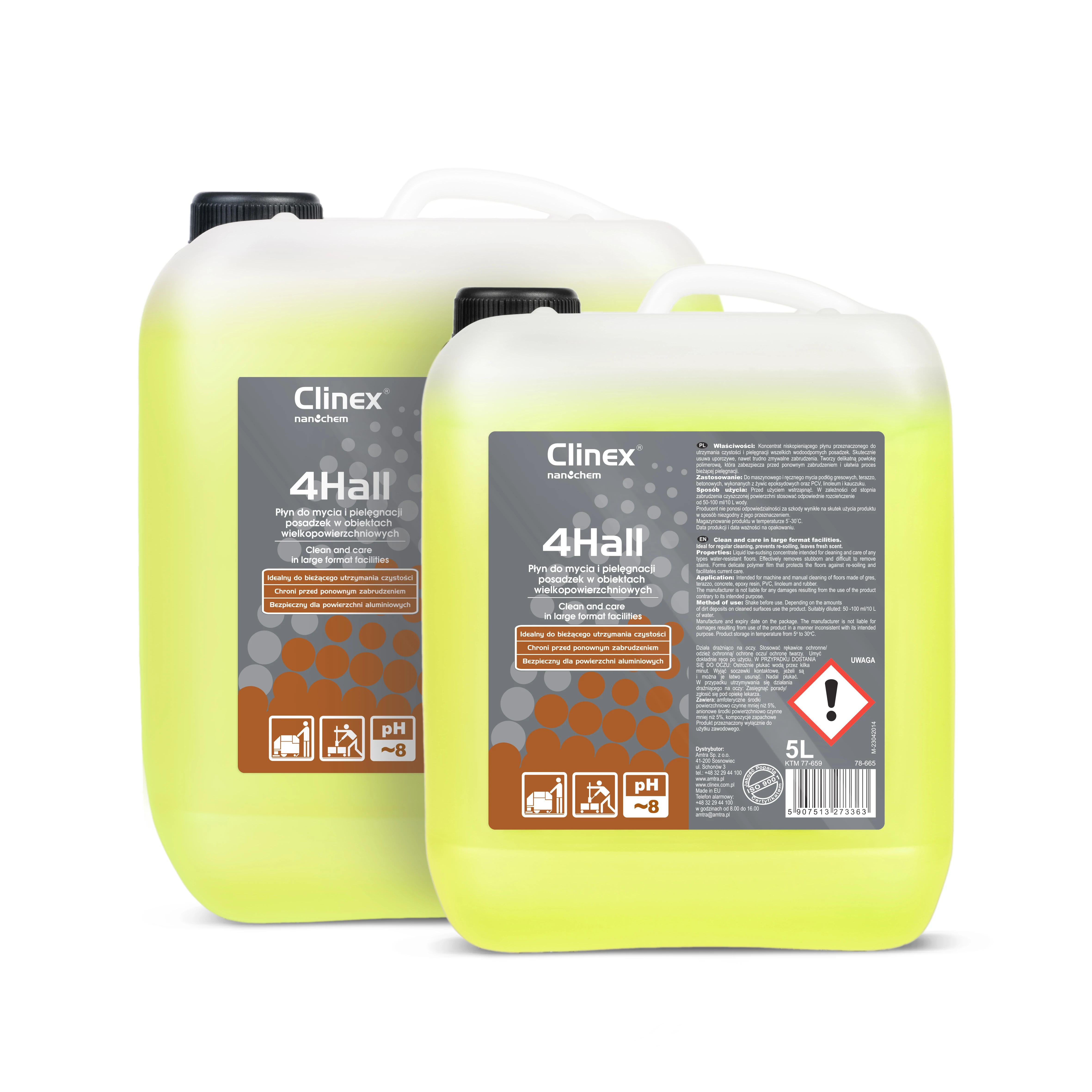 CLINEX 4Hall ipari helyiség kézi/gépi padlótisztítószer PH8 10L