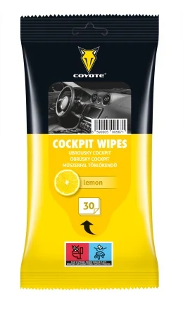 COYOTE Műszerfalápoló törlőkendő citrom
