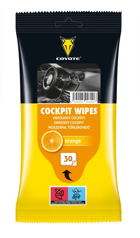 COYOTE Műszerfalápoló törlőkendő narancs